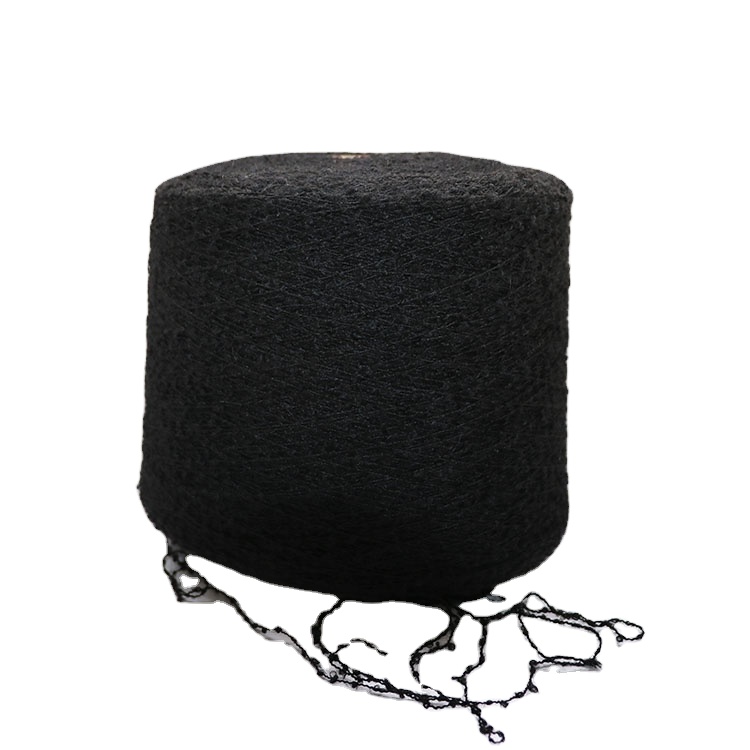 4nm黑色涤纶50/50毛涤圈圈纱 用于针织机 花式纱
